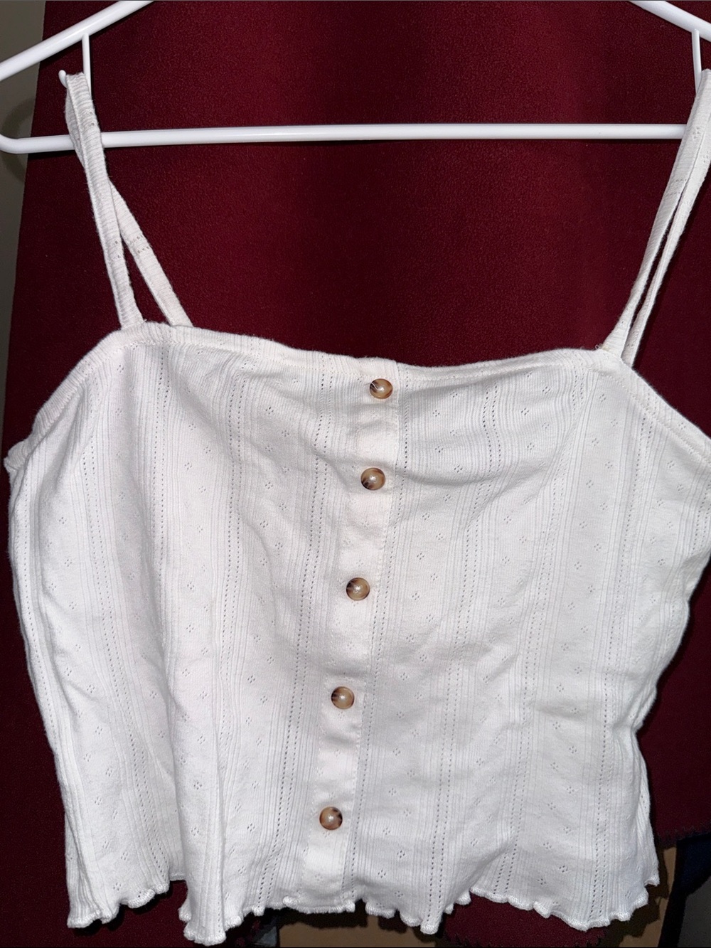 Volcom White Eyelet Button-Front Cami